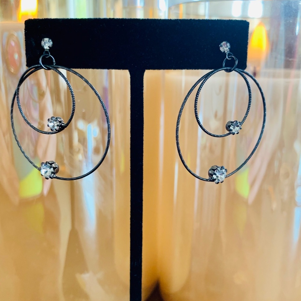 Black and crystal earrings